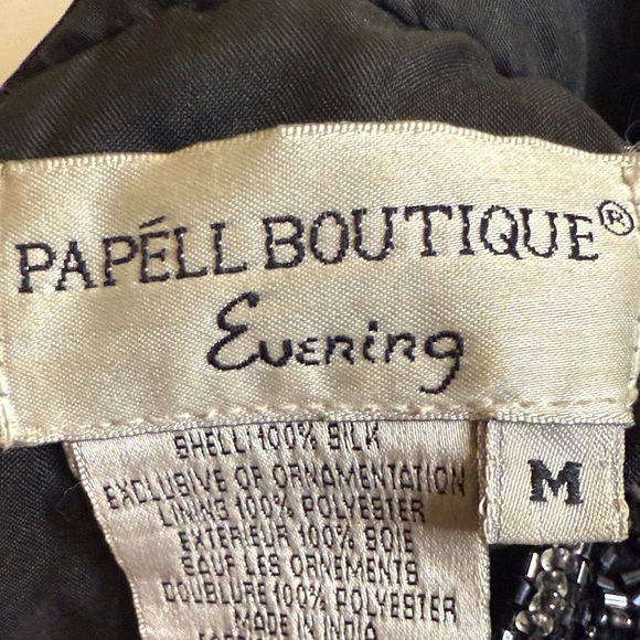 Papell Boutique Vintage Elegant Black and Silver Beaded Blouse Shell 100% silk - Picture 11 of 12